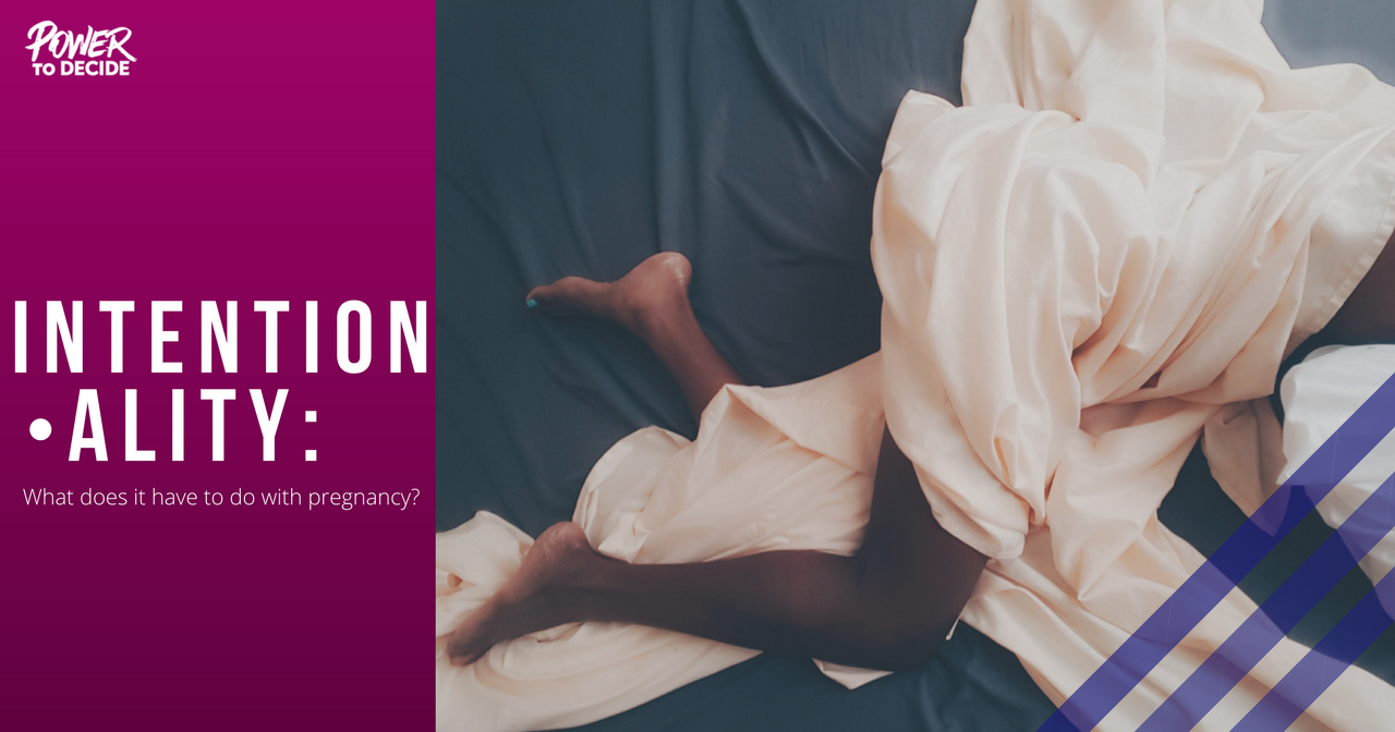 Data Breakdown on Intentionality next to an image of a woman in bed