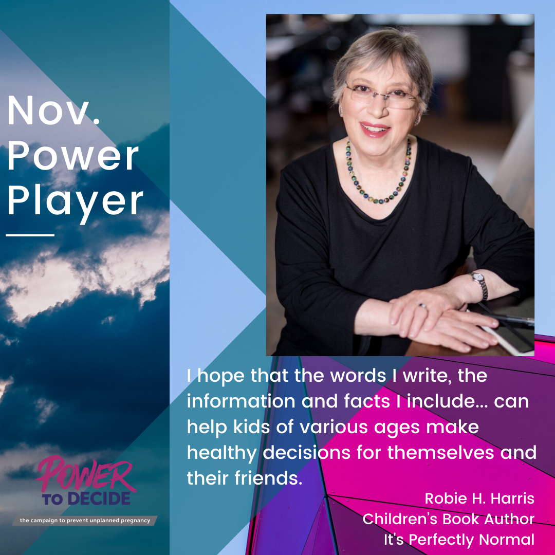 A picture of Harris alongside a quote from her interview. 