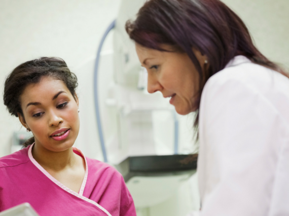 A provider works with her patient