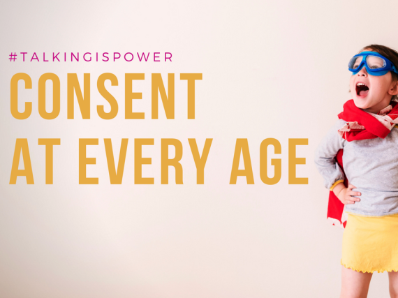 A young girl in a superhero costume "#TalkingIsPower: Consent At Every Age"