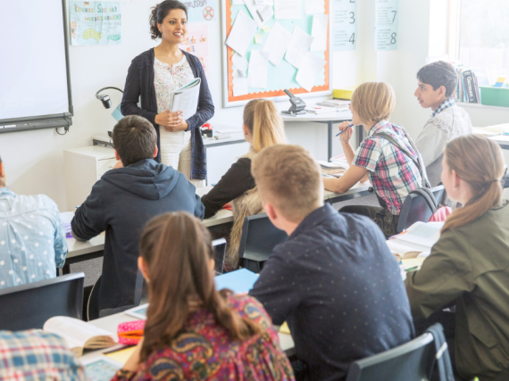 A teacher in a classroom