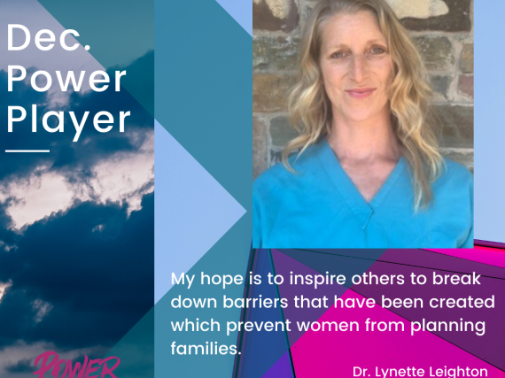 Headshot of Leighton and a quote that reads,"My hope is to inspire others to break down barriers that have been created which prevent women from planning families."