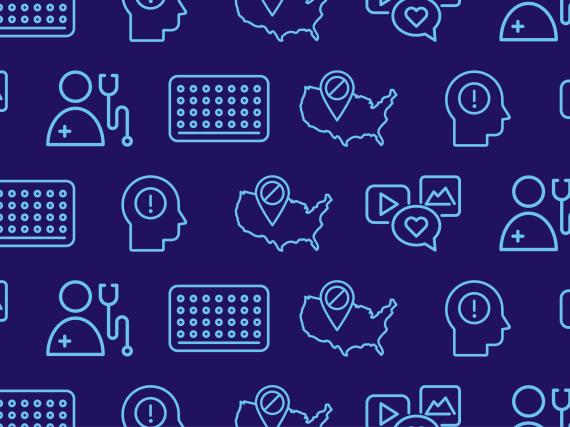 A repeating pattern of health care related icons. 