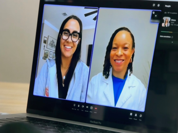 A still from an episode of Teen Mom: The Next Chapter showing Dr. Raegan and Briana DeJesus speaking to each other via video call. 